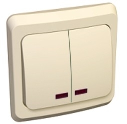 Выключатель двухклавишный ЭТЮД SE с подсветкой крем в Чите