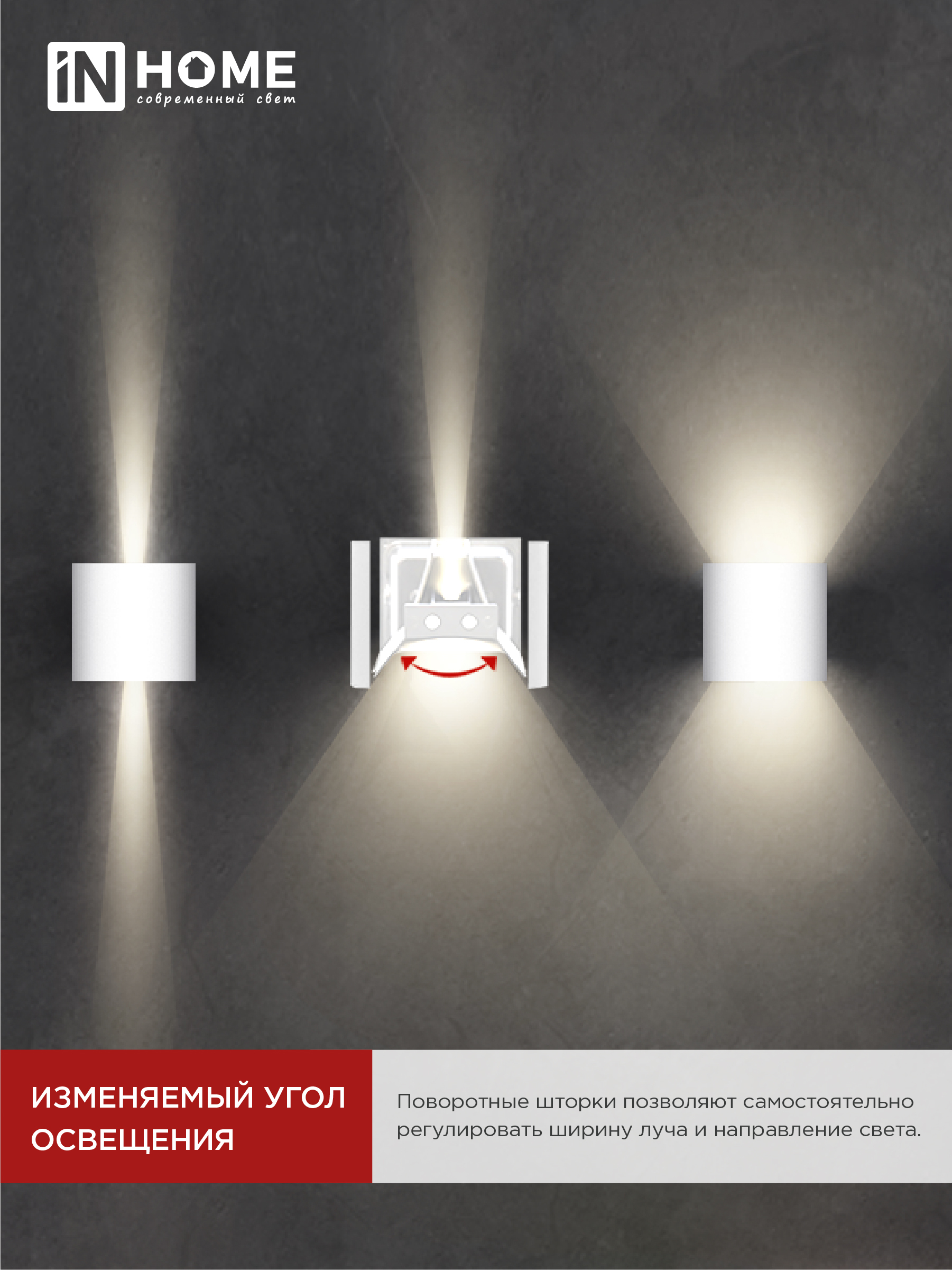 Светильник уличный светодиодный ДБУ DOT-S12W 12Вт 3000К IP54 квадратный белый IN HOME в Чите