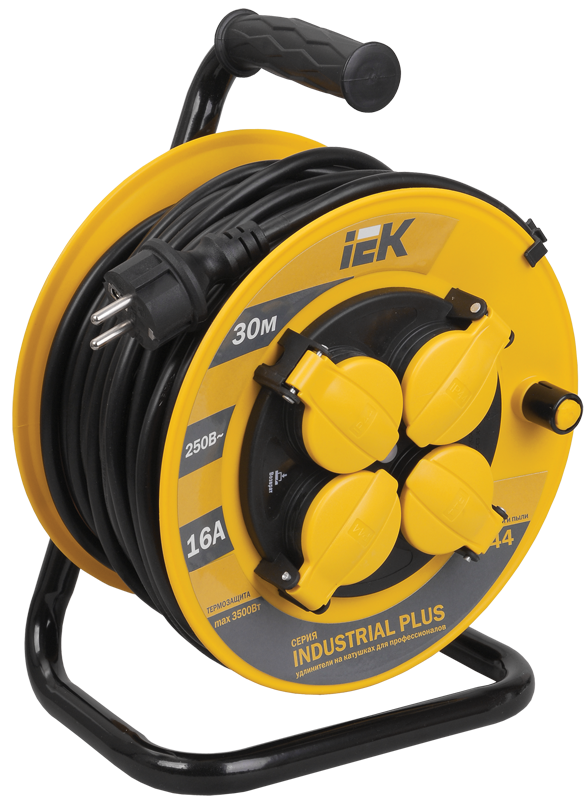 Катушка УК30 с т/з 4 места 2P+PE/30метров 3х1,5мм2 IP44 "Industrial plus" IEK в Чите