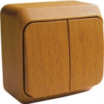 Выключатель двухклавишный ЭТЮД SE накладной с подсветкой бук в Чите