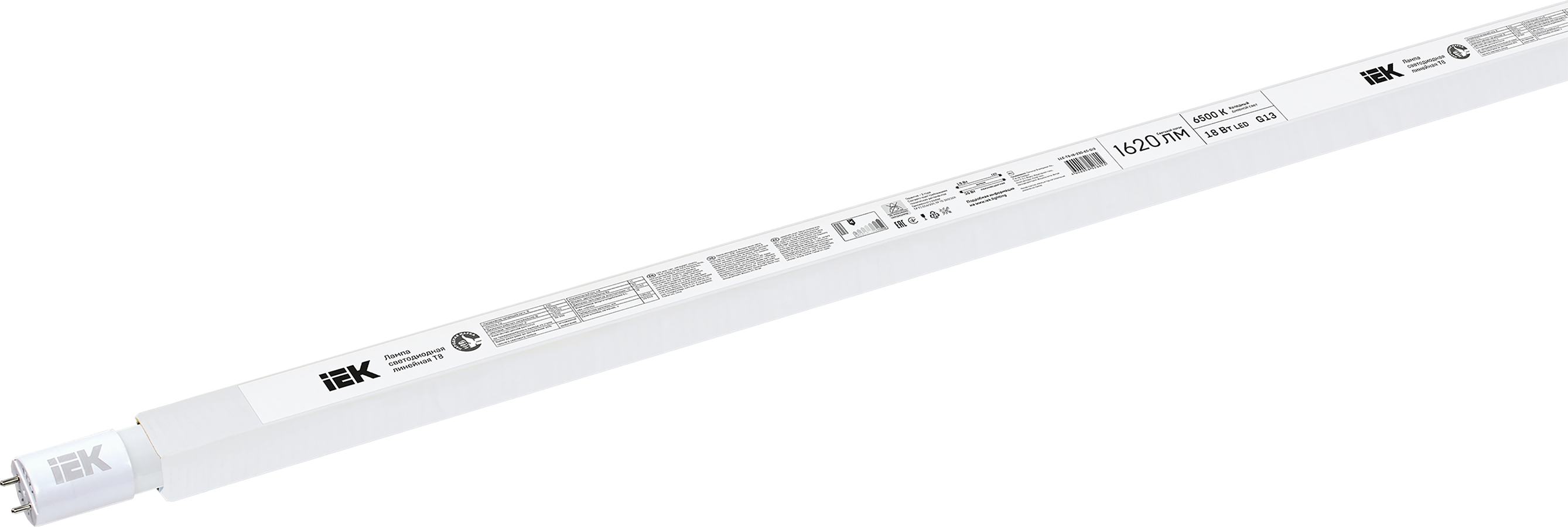 Лампа LED T8 линейная 18Вт 230В 6500К 1200мм G13 IEK в Чите