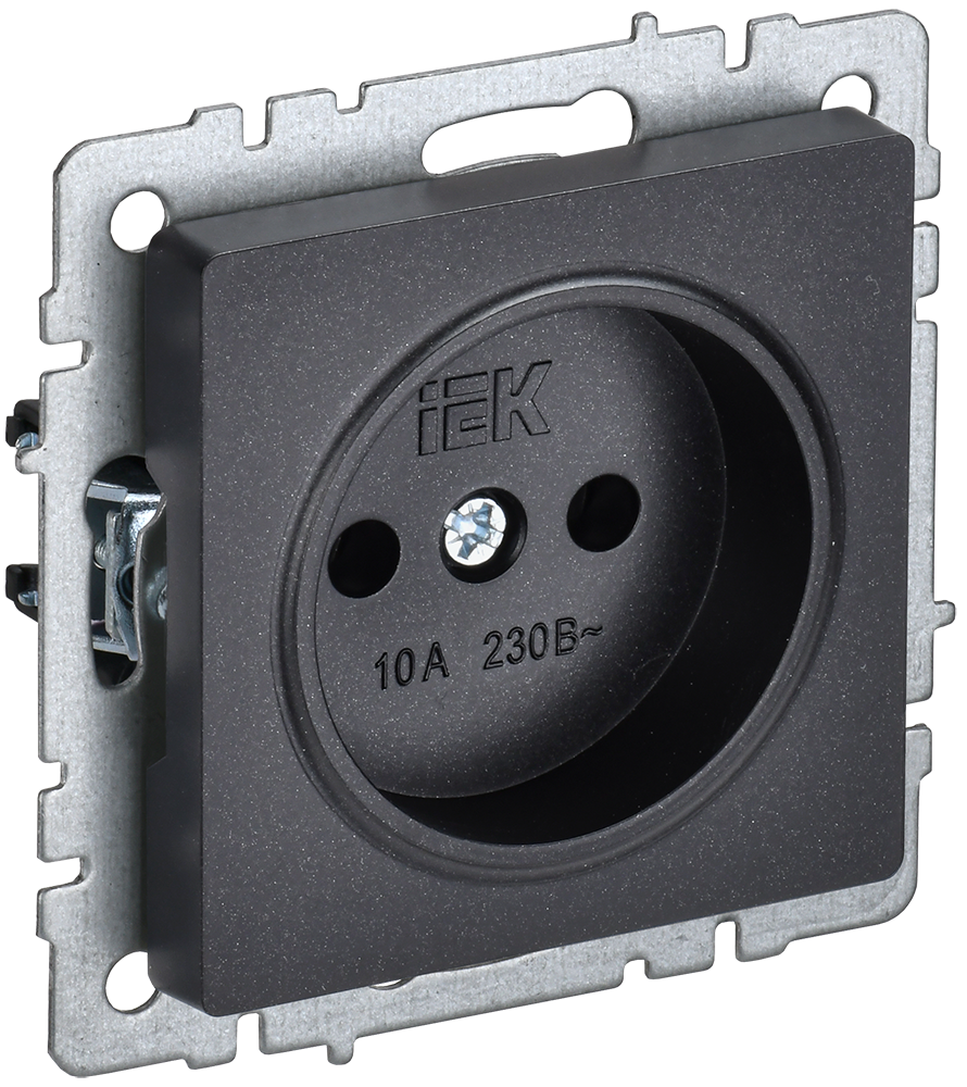 Розетка одинарная 10А BRITE IEK черная в Чите