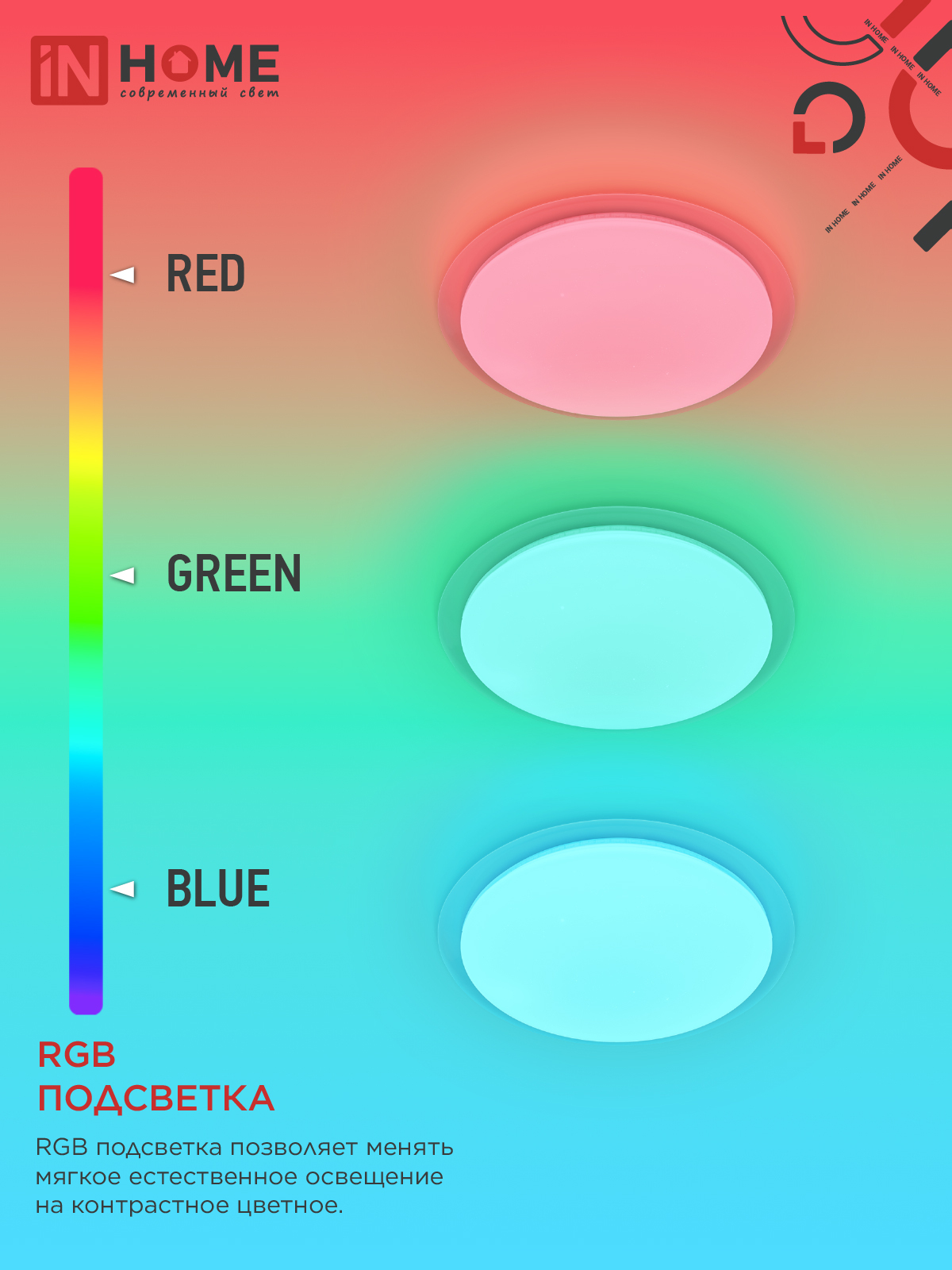 Светильник светодиодный COMFORT GALAXY-RGB 125Вт 230В 3000-6500K 10000Лм 565x80мм с пультом ДУ IN HOME в Чите