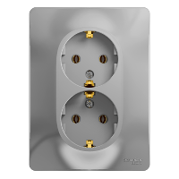 Розетка двойная Glossa SE с заземлением алюминий в сборе в Чите