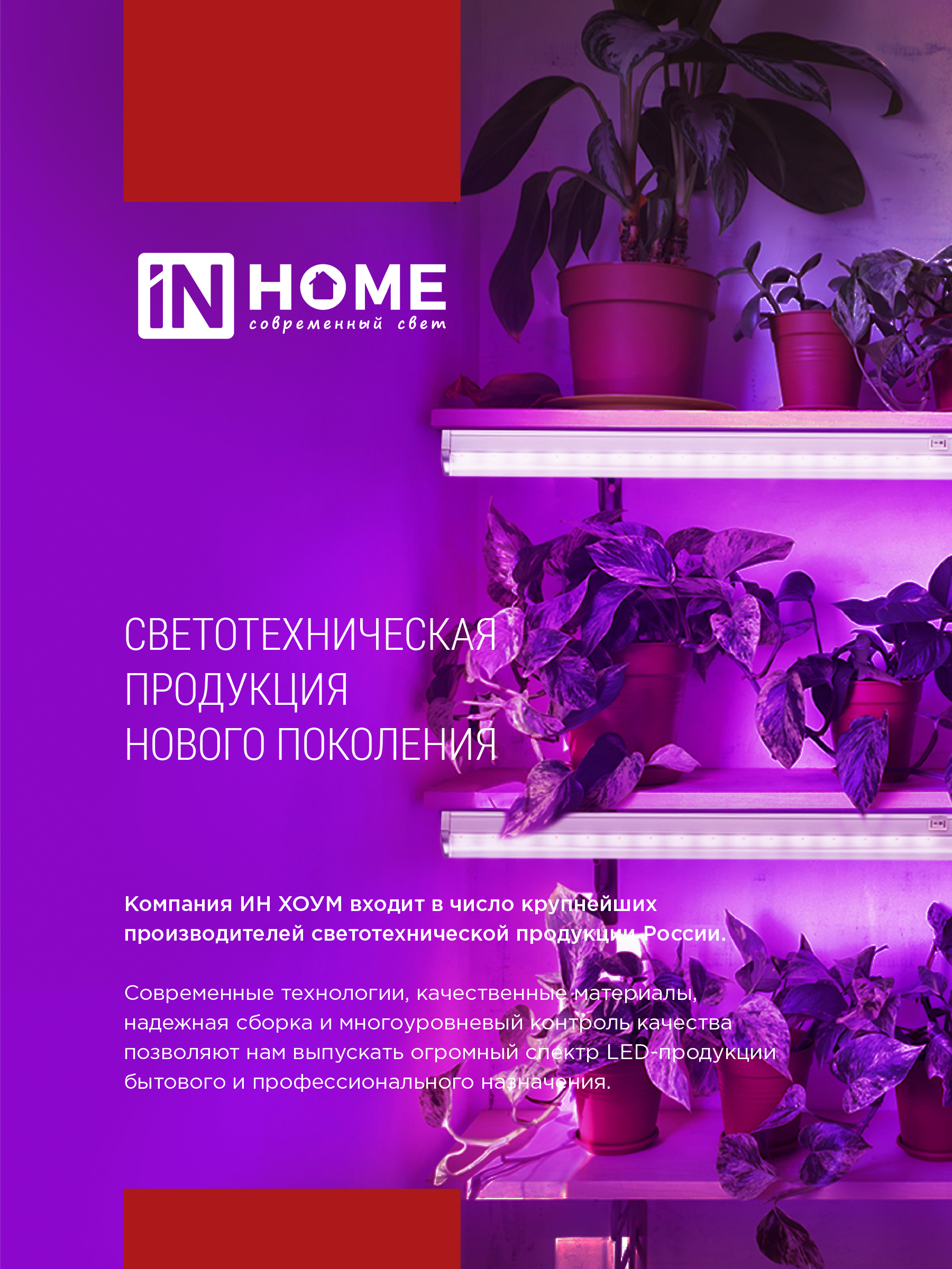 Светильник светодиодный СПБ-Т5 STD-ФИТО красно-синий спектр 10Вт 600мм IN HOME в Чите