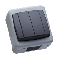 Выключатель двухклавишный накладной Makel IP55 серый в Чите