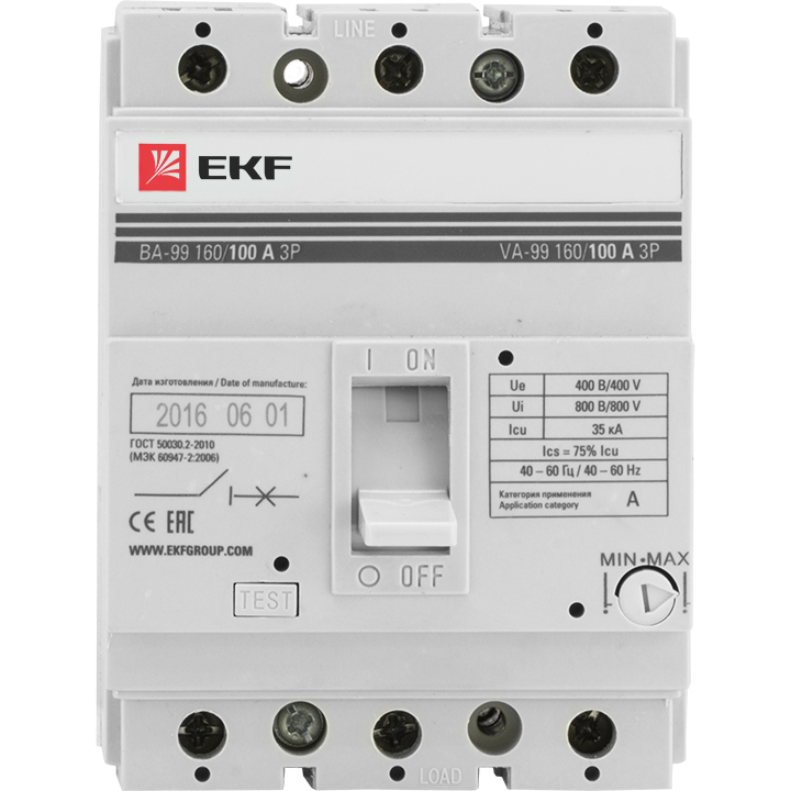 Автоматический выключатель EKF PROxima ВА99-160 3Р 63А 35кА в Чите