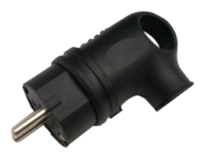 Вилка угловая с заземлением каучук 16А IP44 черная 9220 IN HOME в Чите