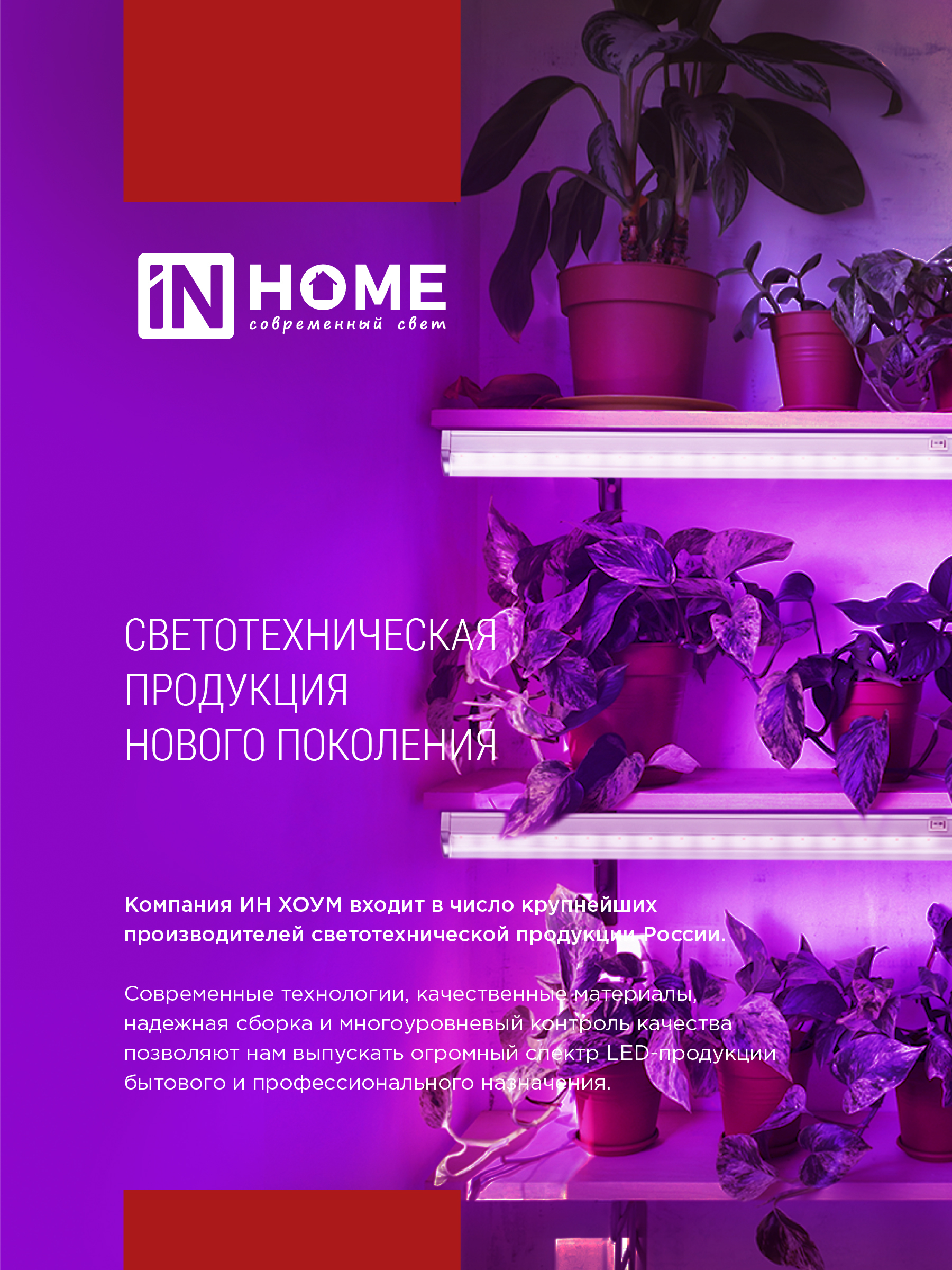 Светильник светодиодный СПБ-Т5 STD-ФИТО красно-синий спектр 20Вт 1200мм IN HOME в Чите