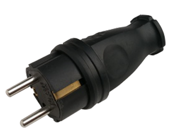 Вилка прямая с заземлением каучук 16А IP44 черная 9210 IN HOME в Чите