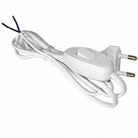 Шнур с вилкой и проходным выключателем ШВВП 2х0,75 2,2м белый в Чите