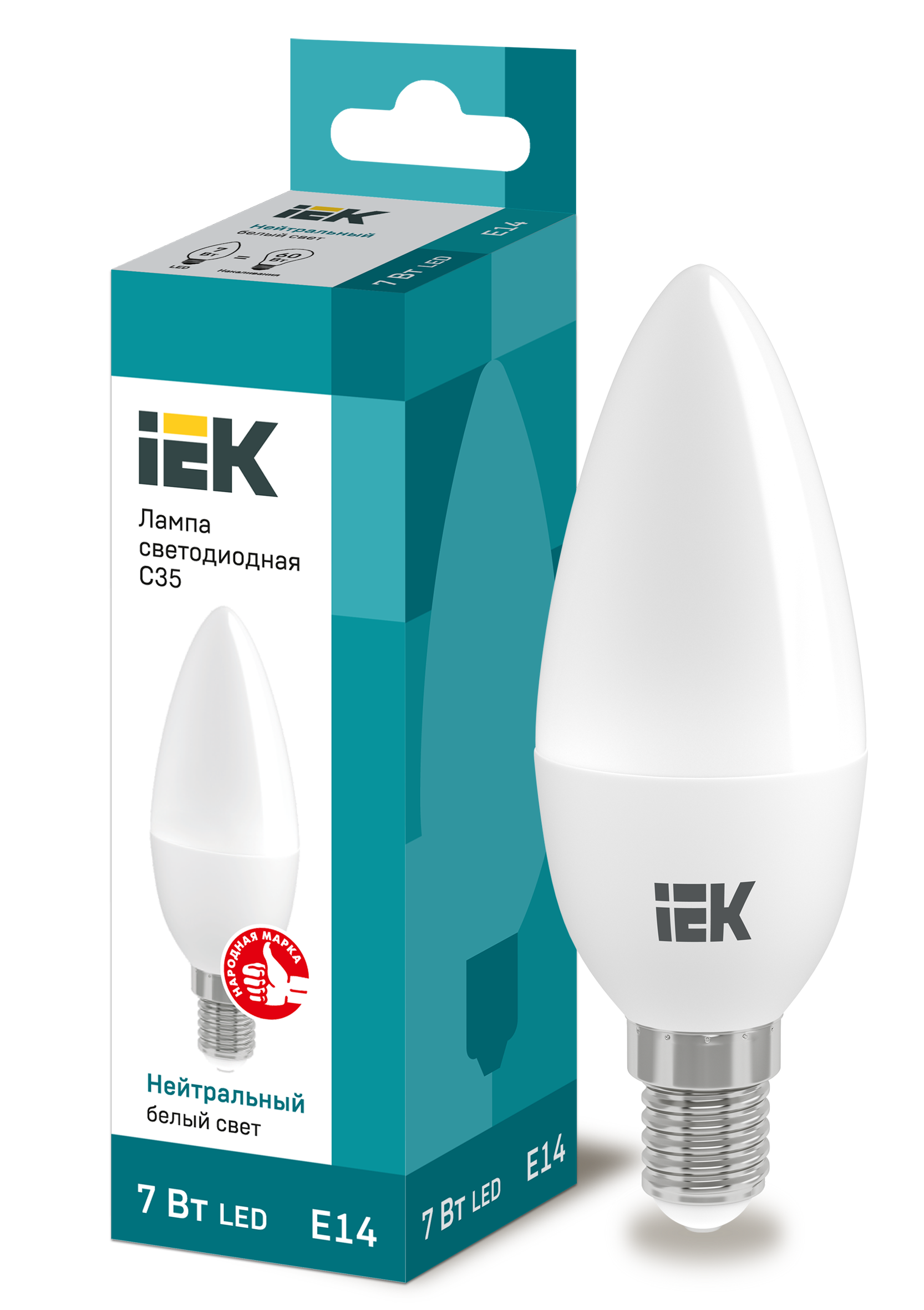 Лампа LED C35 свеча 7Вт 230В 4000К E14 IEK в Чите