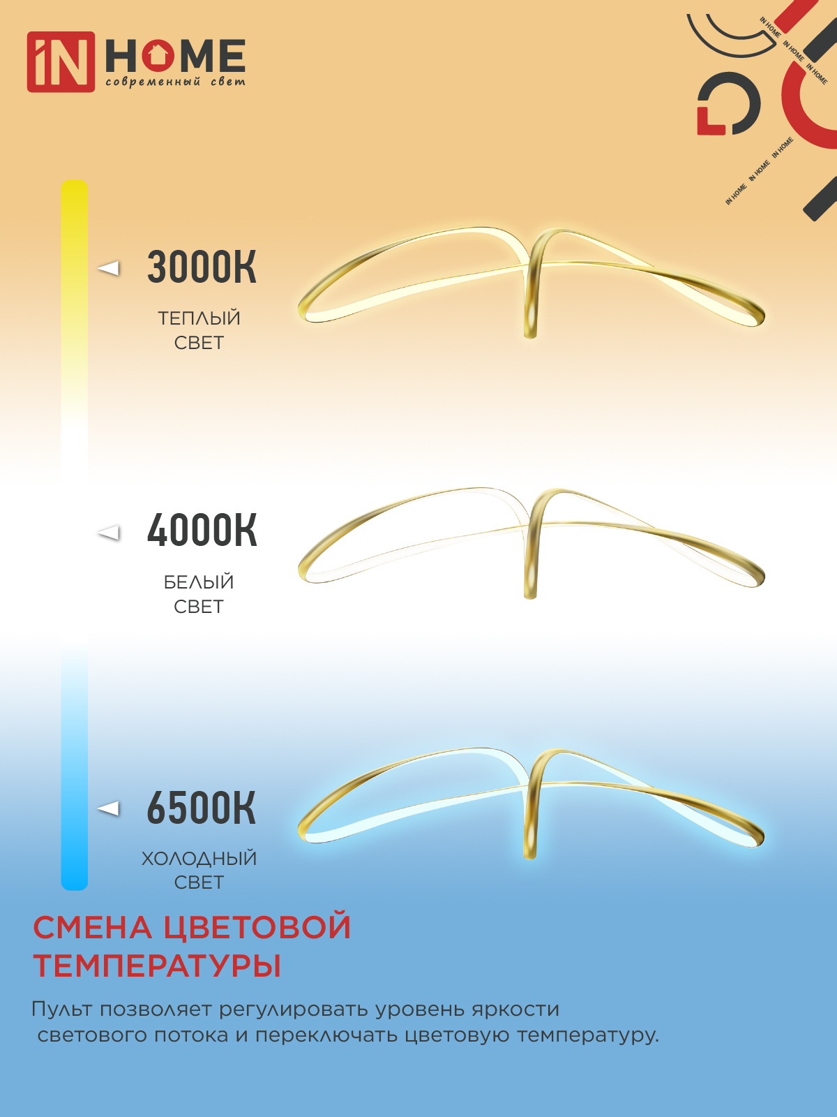 Светильник светодиодный ESTETIKA DALI-FX-90GL 90Вт 230В 3000-6500K 920х245x230мм 1.2м трос ДУ золото IN HOME в Чите