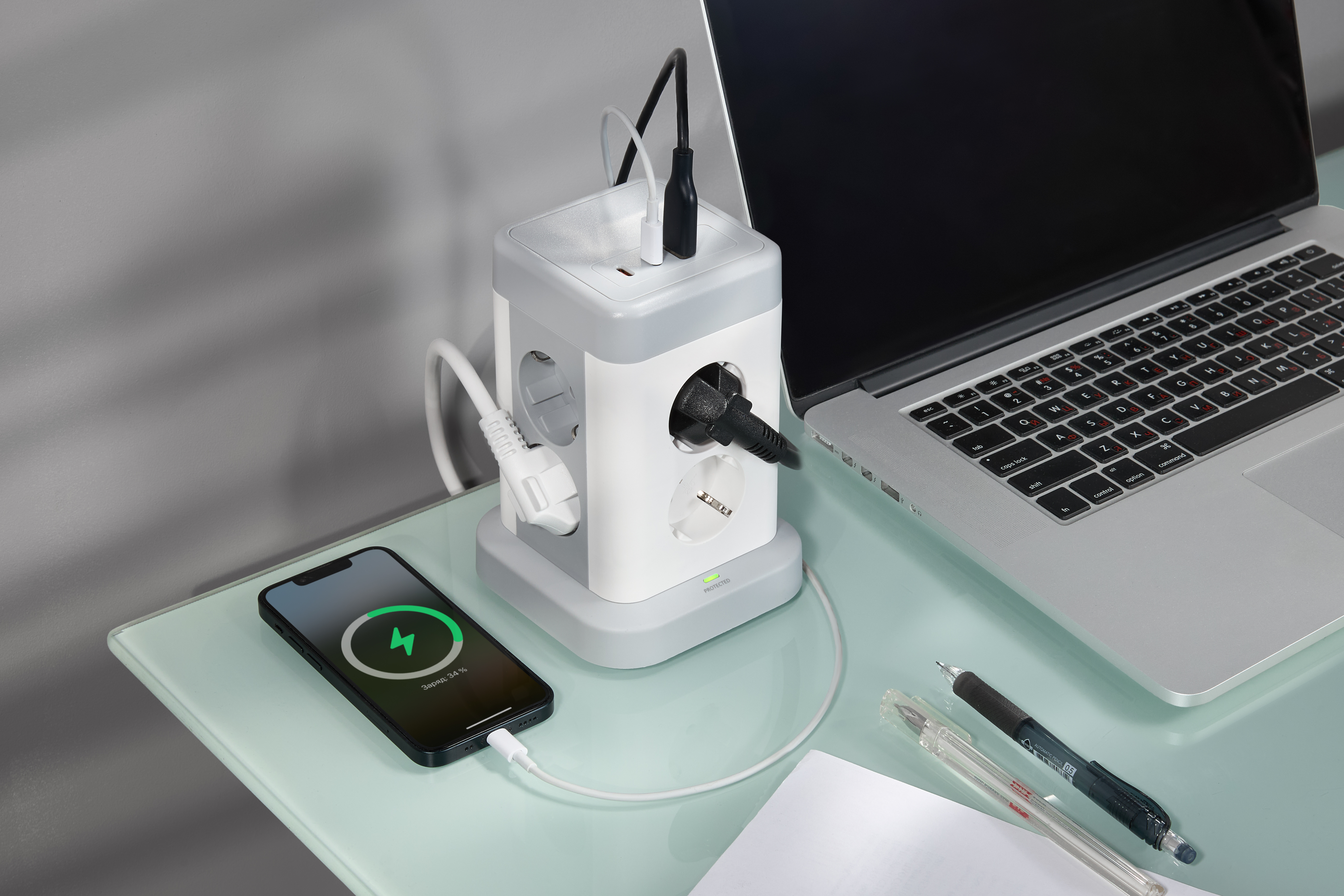Удлинитель DOMINIC У08K 1,5м 3х1мм2 USB A+C 20Вт серый IEK в Чите