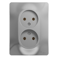 Розетка двойная Glossa SE алюминий в сборе в Чите