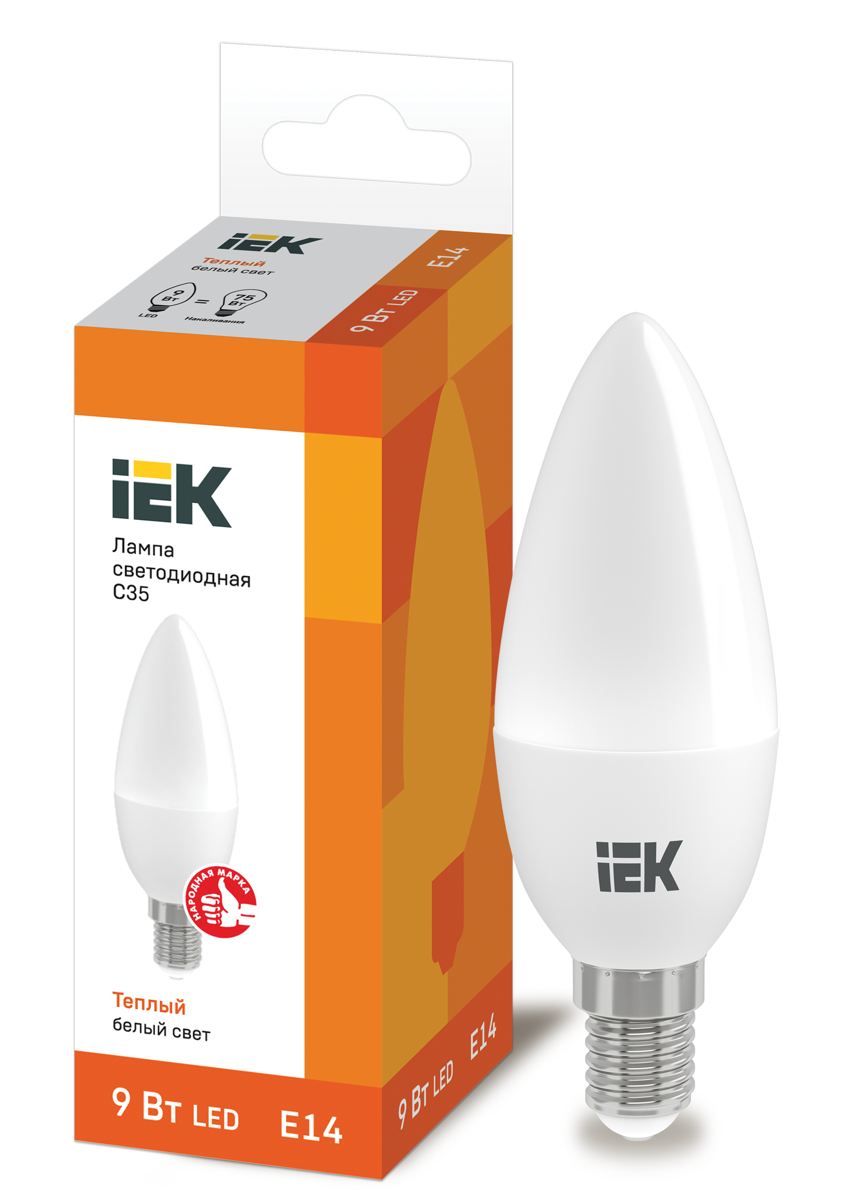 Лампа LED C35 свеча 9Вт 230В 3000К E14 IEK в Чите