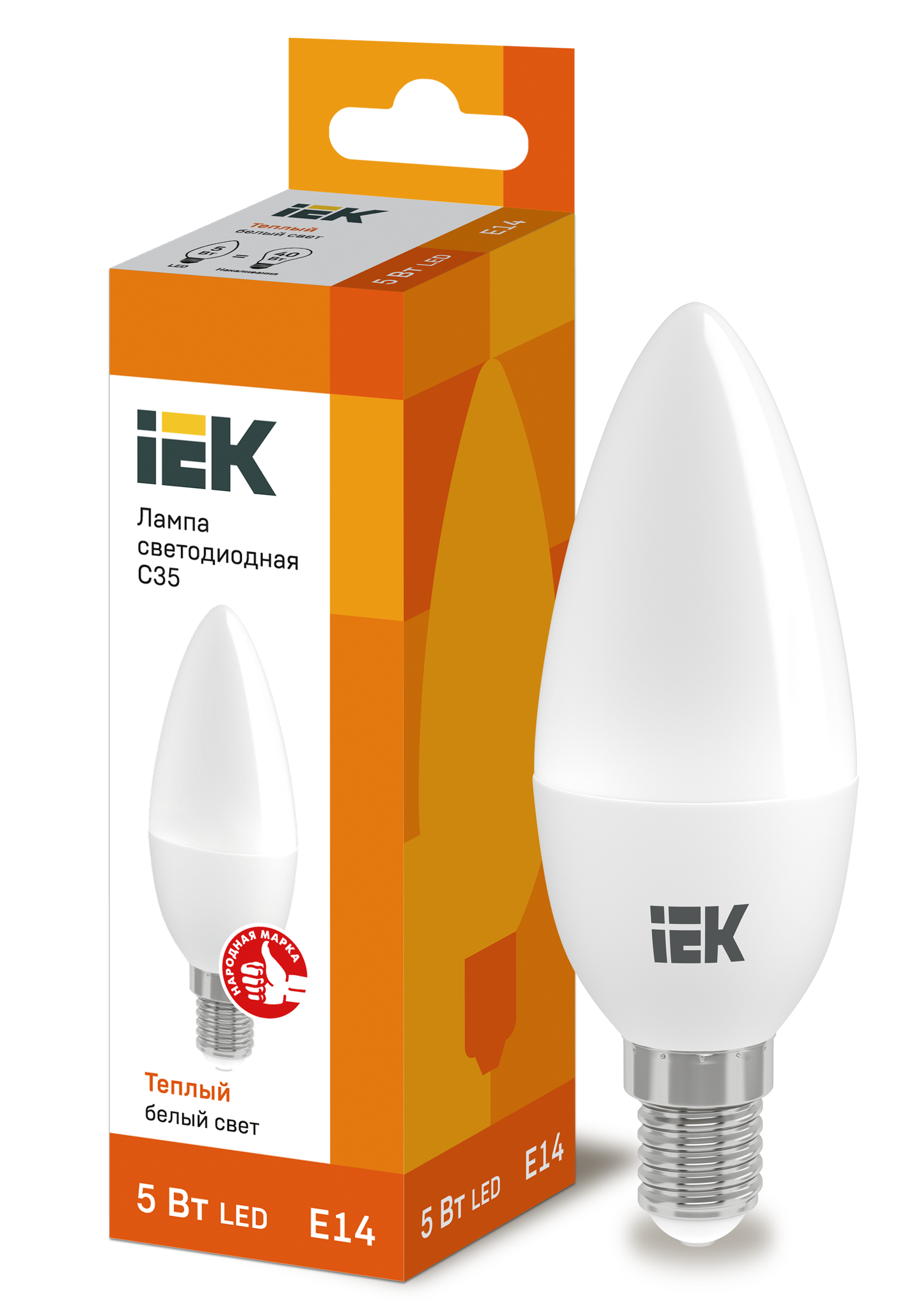 Лампа LED C35 свеча 5Вт 230В 3000К E14 IEK в Чите