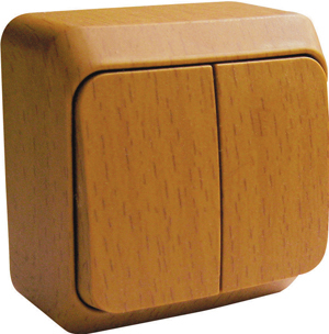 Выключатель двухклавишный ЭТЮД SE накладной бук в Чите