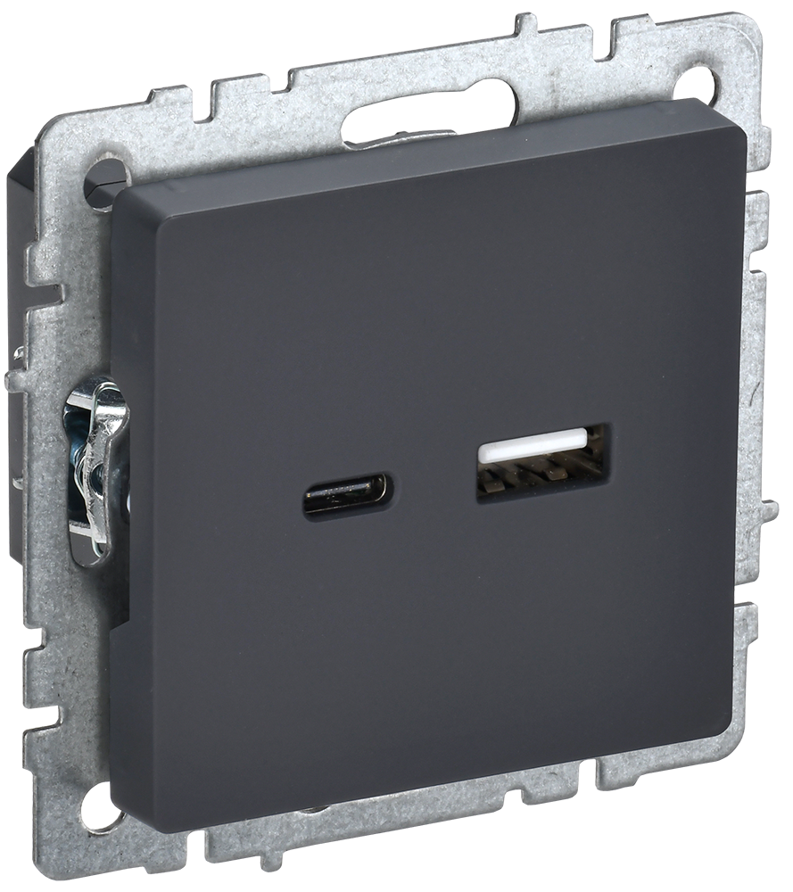 Розетка USB A+C 18Вт BRITE IEK графит в Чите