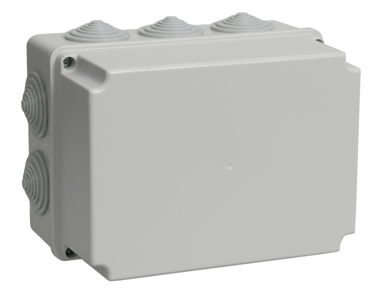 Коробка КМ41245 распаячная для о/п 190х140х120 мм IP44 (RAL7035, 10 гермовводов) серая IEK в Чите