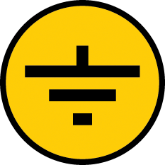 Самоклеящаяся этикетка символ "Заземление" 30х30 мм в Чите