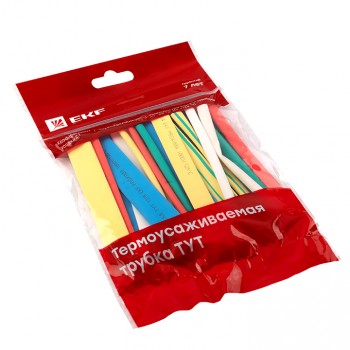 Термоусаживаемая трубка ТУТ нг 6/3 набор 7 цветов по 3 шт 100мм EKF PROxima в Чите