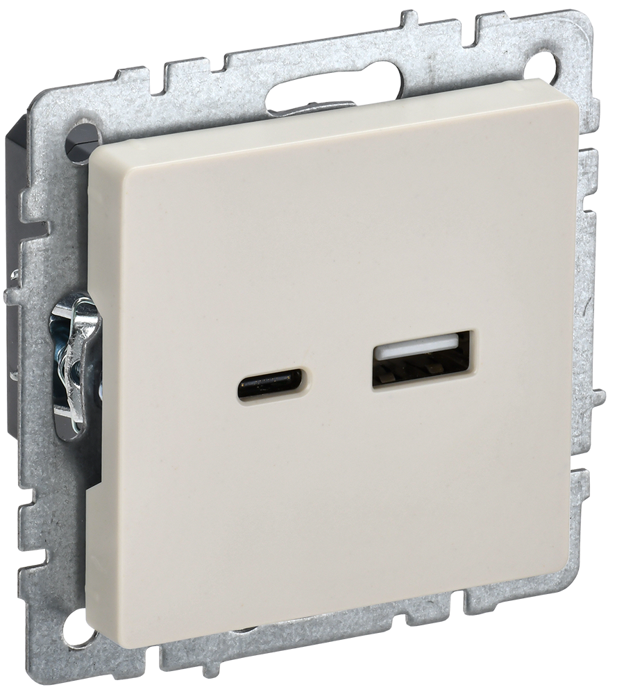 Розетка USB A+C 18Вт BRITE IEK бежевая в Чите