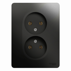 Розетка двойная Glossa SE антрацит в сборе в Чите