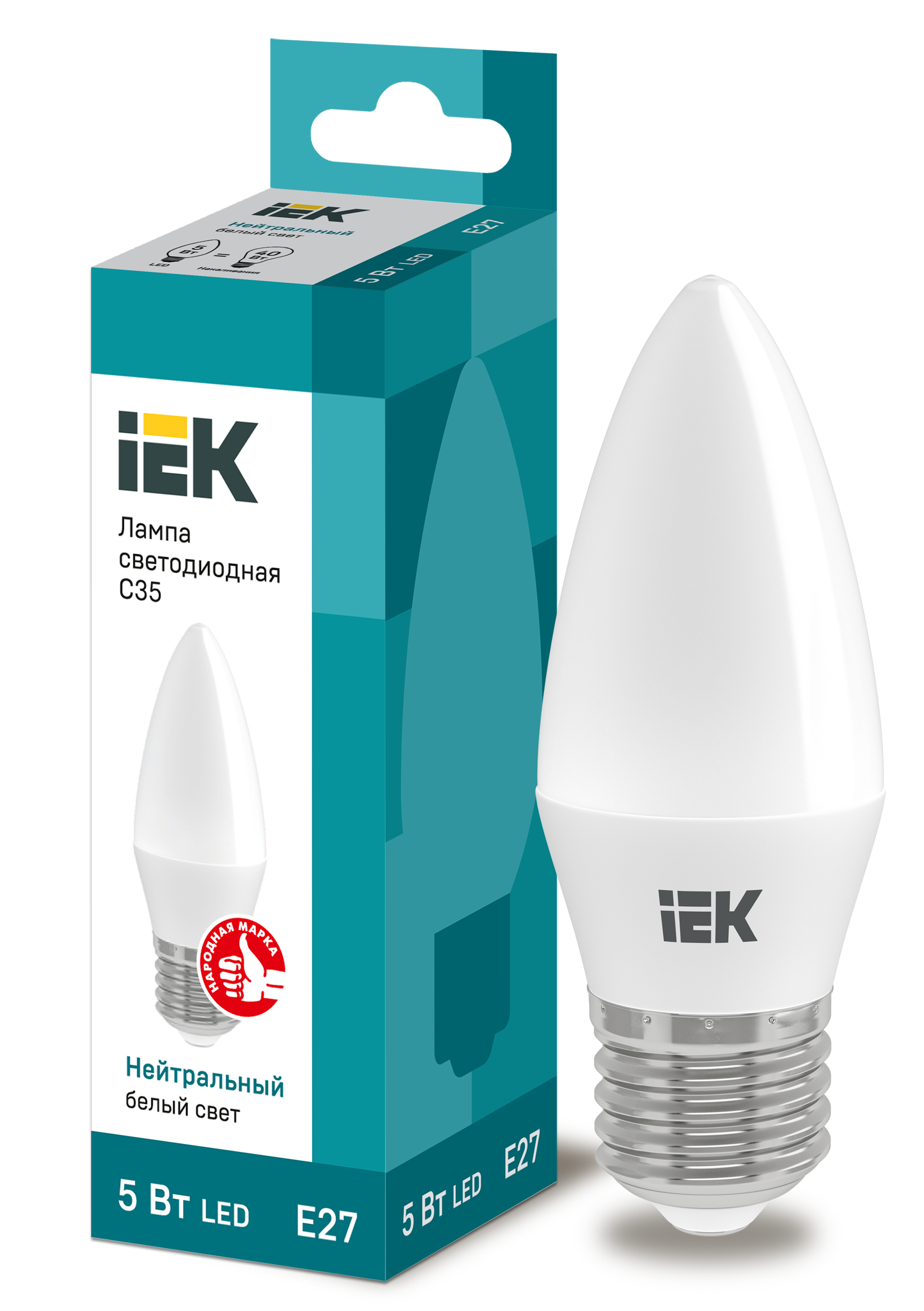 Лампа LED C35 свеча 5Вт 230В 4000К E27 IEK в Чите