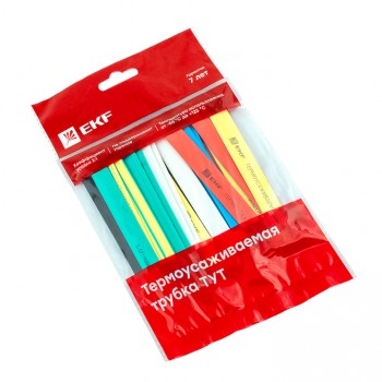 Термоусаживаемая трубка ТУТ нг 16/8 набор 7 цвет по 3 шт 100 мм EKF PROxima в Чите