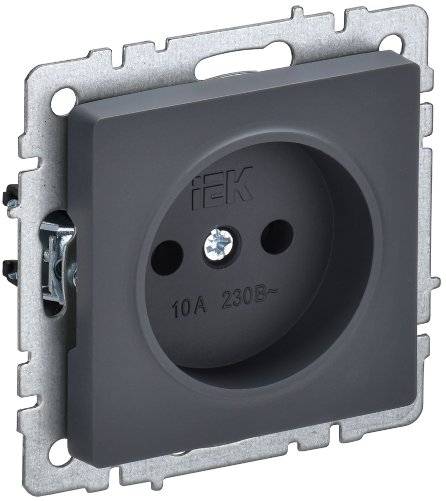 Розетка одинарная 10А BRITE IEK графит в Чите