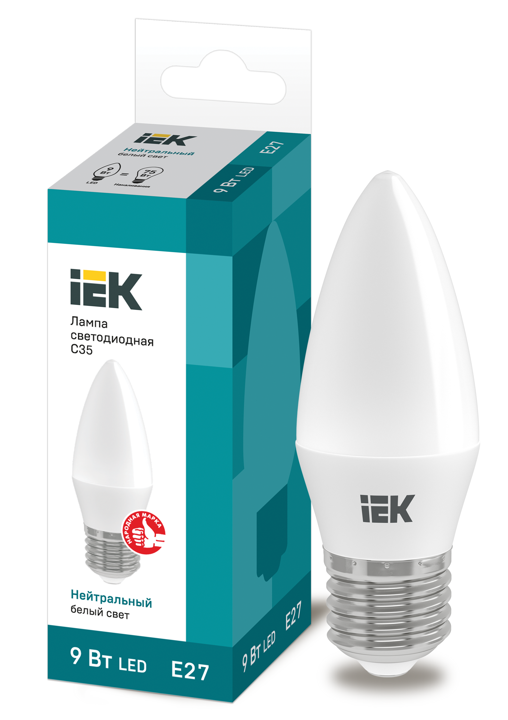 Лампа LED C35 свеча 9Вт 230В 4000К E27 IEK в Чите