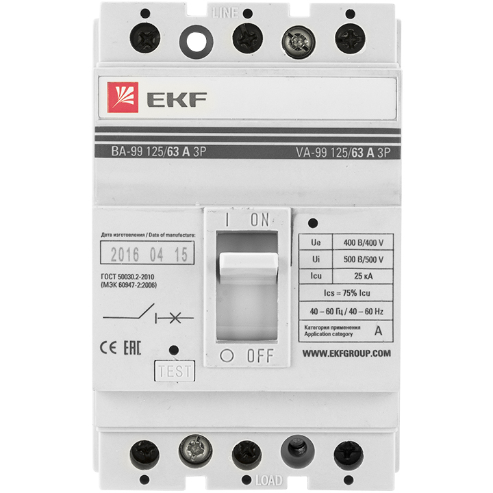 Автоматический выключатель EKF PROxima ВА99-125 3Р 40А 25кА в Чите