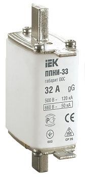 Плавкая вставка предохранителя ППНИ-33, габарит 00С, 32А IEK в Чите