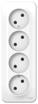 Розетка четырехместная BLANCA SE накладная с изоляционной пластиной белая в Чите