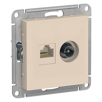 Розетка двойная ТВ+компьютерная AtlasDesign SE бежевая в Чите