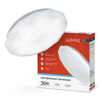 Светильник светодиодный серии DECO ДАЙМОНД 36Вт 230В 6500К 3240Лм 380х55мм IN HOME в Чите