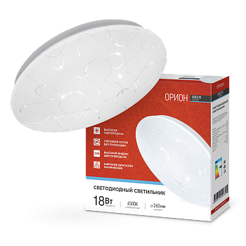 Светильник светодиодный серии DECO ОРИОН 18Вт 230В 6500К 1620Лм 260х55мм IN HOME в Чите