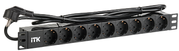 ITK PDU 9 розеток немецкий стандарт 1U шнур 2м вилка алюминевый профиль в Чите