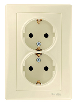 Розетка двойная SEDNA Schneider Electric со шторками с заземлением крем в Чите