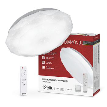 Светильник светодиодный COMFORT DIAMOND 125Вт 230В 3000-6500K 10000Лм 500x105мм с пультом ДУ IN HOME в Чите