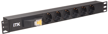 ITK PDU 6 розеток немецкий стандарт с автоматом 10А 1U вход С14 без кабеля черный в Чите