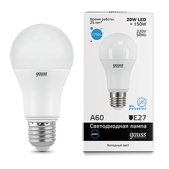 Лампа светодиодная LED-A60 20Вт E27 6500K 1750Лм Elementary GAUSS в Чите