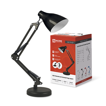 Светильник настольный на основании + струбцина СНО 17Ч-E27 230В ЧЕРНЫЙ IN HOME в Чите