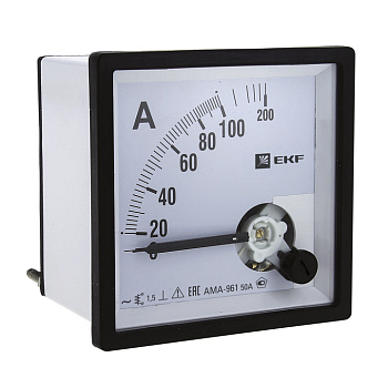 Амперметр AMA-961 аналоговый на панель (96х96) квадратный вырез 50А прямое подключение EKF в Чите