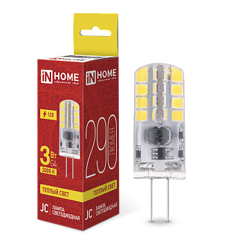 Лампа светодиодная LED-JC 3Вт 12В G4 3000К 290Лм IN HOME в Чите
