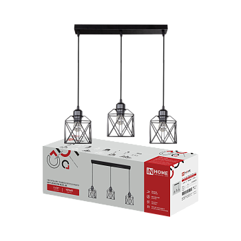 Светильник подвесной под лампу LOFT ATIKO-PN-3E27L-BL 3хЕ27 подвес 1м линейная база черный IN HOME в Чите