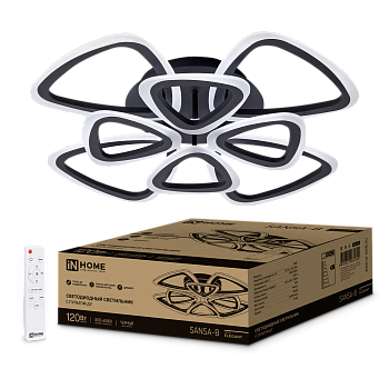 Светильник светодиодный ELEGANT SANSA-B 120Вт 230В 3000-6500K 8400Лм 650х650х130мм c пультом ДУ черный IN HOME в Чите