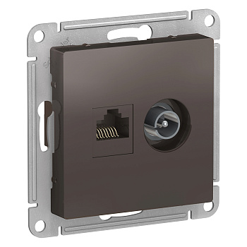 Розетка двойная ТВ+компьютерная AtlasDesign SE мокко в Чите