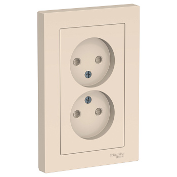 Розетка двойная AtlasDesign SE со шторками бежевая в сборе в Чите